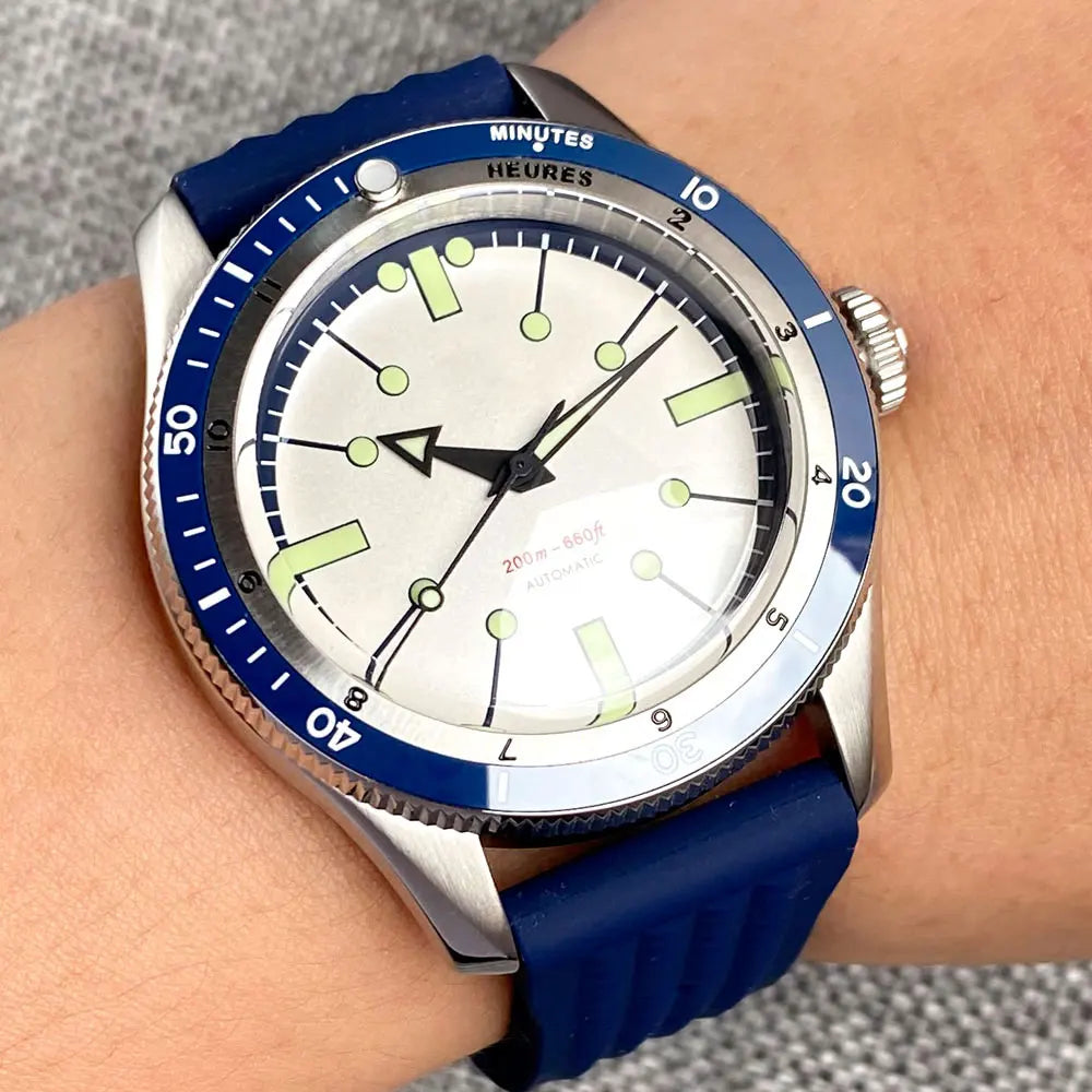 Tandorio Vintage 20ATM Dive Swim Watches Domed Sapphire Black White NH35 PT5000 40mm Automatic Mechanical Men Watch Luminous New