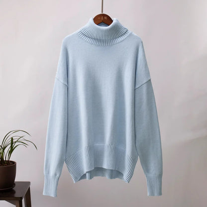 2024 Autumn and Winter New Thick Cashmere Sweater Women High Neck Pullover Sweater Warm Loose Knitted Base Sweater Jacket Tops