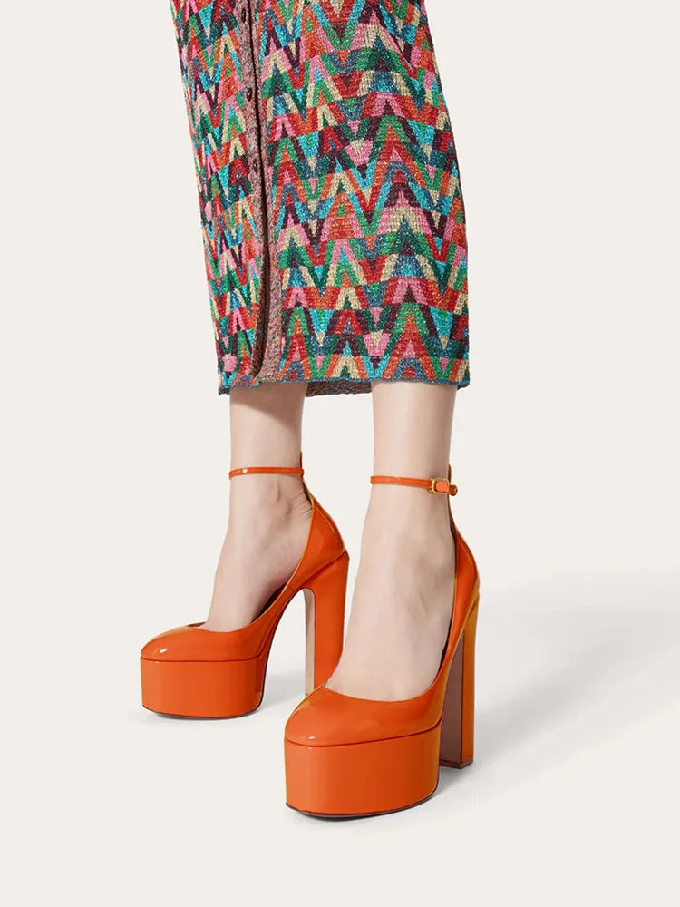 New Brand Women's Shoes Super High Heel Party Fashion Thick Sole Leather Shoes Bridal Shoes Wedding Party Shoes Women Summer