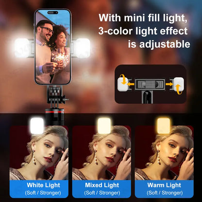 C12D/C13D Tripod for Phone and Action Camera Gopro Stand with Fill Light Remote Control for Mobile Vlog Shooting Live Recording