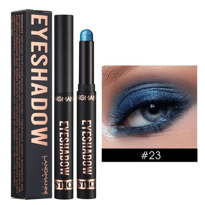 Smoky Dark Blue Eyeshadow Pencil Stick Waterproof Pearlescent 16 Colors Metallic Glitter Eye Shadow Highlighter Pen Makeup Tool