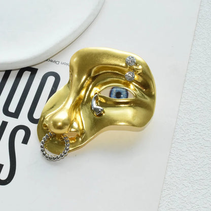 Vintage Baroque Style Alloy Plated Face Shaped Necklace For Women Fashion Jewlery Exaggerated Long Chain Necklace Accessory