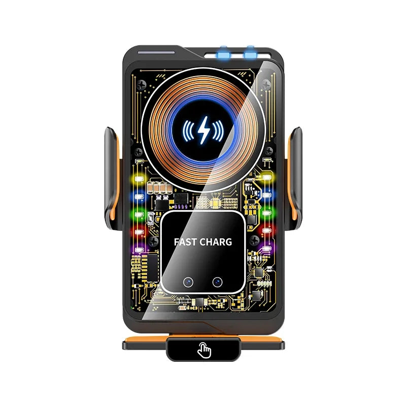 Max 66W Magnetic 15W Car Wireless Charger Fast Charging Auto-Clamping RGB Light Phone Holder Stand Bracket For iPhone Samsung