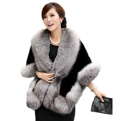 2026 imitation mink women's fox fur collar shawl scarf cloak mink fur coat Bridal dress hairy large shawl cape short coat