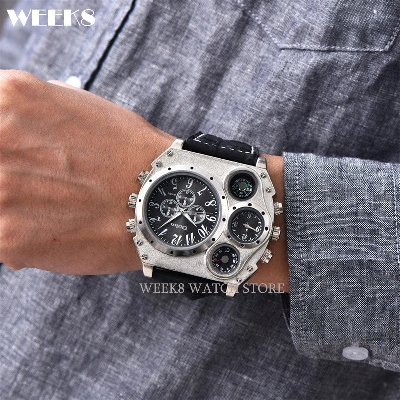 Luxury Sports Watches for Men Top Brand Casual Military Big Dial Cool Man Unique Wristwatch Male Decorative Compass Quartz Clock