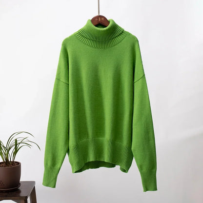 2024 Autumn and Winter New Thick Cashmere Sweater Women High Neck Pullover Sweater Warm Loose Knitted Base Sweater Jacket Tops