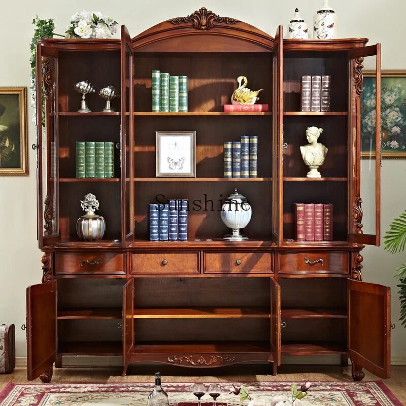 American solid wood four-door large bookcase large capacity shelf | Kimlud Mid Range Shelf