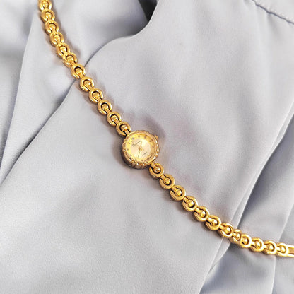 High quality 24K gold no fade brass band women watches diamond small dial square fashion luxury wristwatch for lady retro