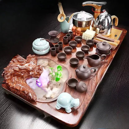 Luxury Rectangle Tea Tray Hospitality Ceremony Serving Accessories Drainage Tea Tray Chinese Kung Fu Bandejas Home...