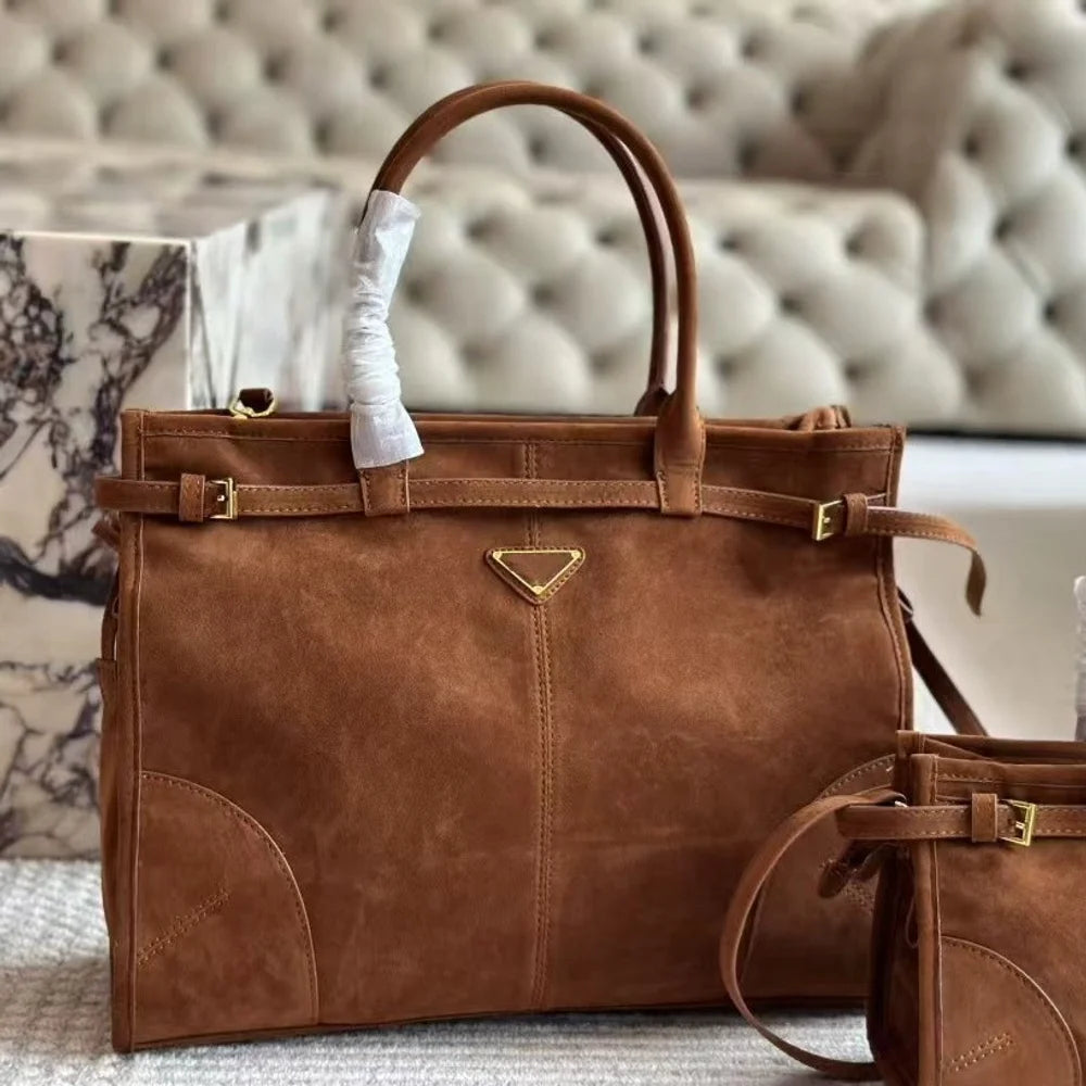 2025 New Casual Versatile Leather Belt Buckle Suede Retro Underarm Bag Premium Texture Niche Handbag Crossbody Bag Shoulder Bag