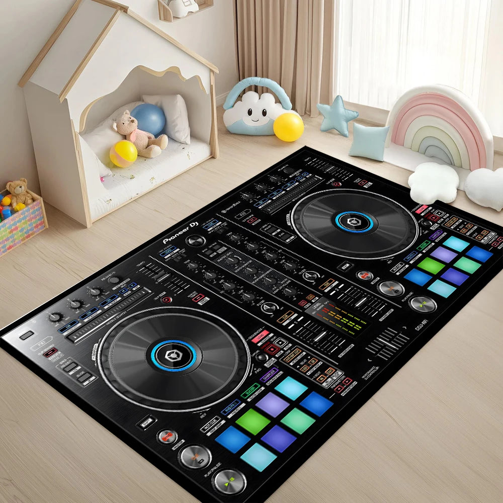 Retro DJ Console Carpet Music Studio Pattern Mat Stylish Area Rug for Living Room Bedroom Home Decoration Home Rugs for Bedroom - Kimlud