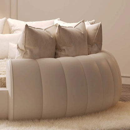 double wedding Round bed modern simple leather apartment queen beds European style base de cama matrimonial home furniture