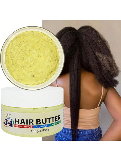 GZE 3 in 1 Hair Butter Nourishing Cream with Rosemary, Argan & Jojoba Oils for Deep Conditioning, Frizz Control, Stong Hair Root - Kimlud