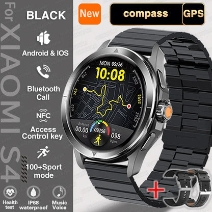 New S4 Ultra Outdoor Sports Men Watches HD AMOLED Display GPS Track Altimeter Heart Rate Bluetooth Call Waterproof Smart Watch