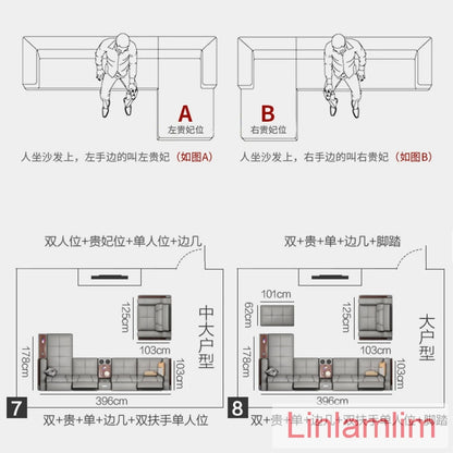 Beautify Your Living Room with Linlamlim Italian Genuine Leather Sofa - Bluetooth Speaker, Adjustable Headrests and USB...
