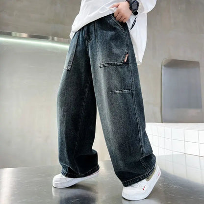 Boys' pants in spring and autumn, middle-aged and middle-aged, boys' jeans, handsome and versatile, boys' pants, casual