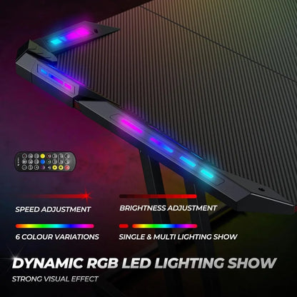 LED-Illuminated 47 Z-Shaped Gaming Desk with Carbon Fiber Surface for Ergonomic Home Gaming