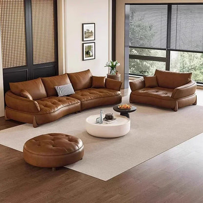 Wood Brown European Sofas Waterproof Armrest Luxury Floor Lounges Couch Puffs Nordic Designer Divani 2 Posti Unique Furniture - Kimlud