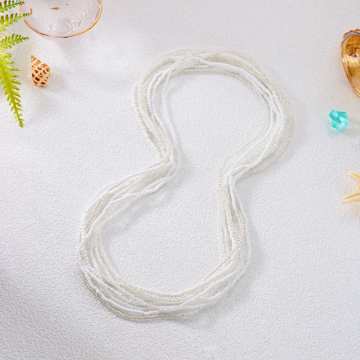 8 Pcs/Set Bohemian Colorful Rice Bead Waist Chain for Women Sexy Bikini Multilayer Belt Belly Chain Summer Beach Body Jewelry - Kimlud