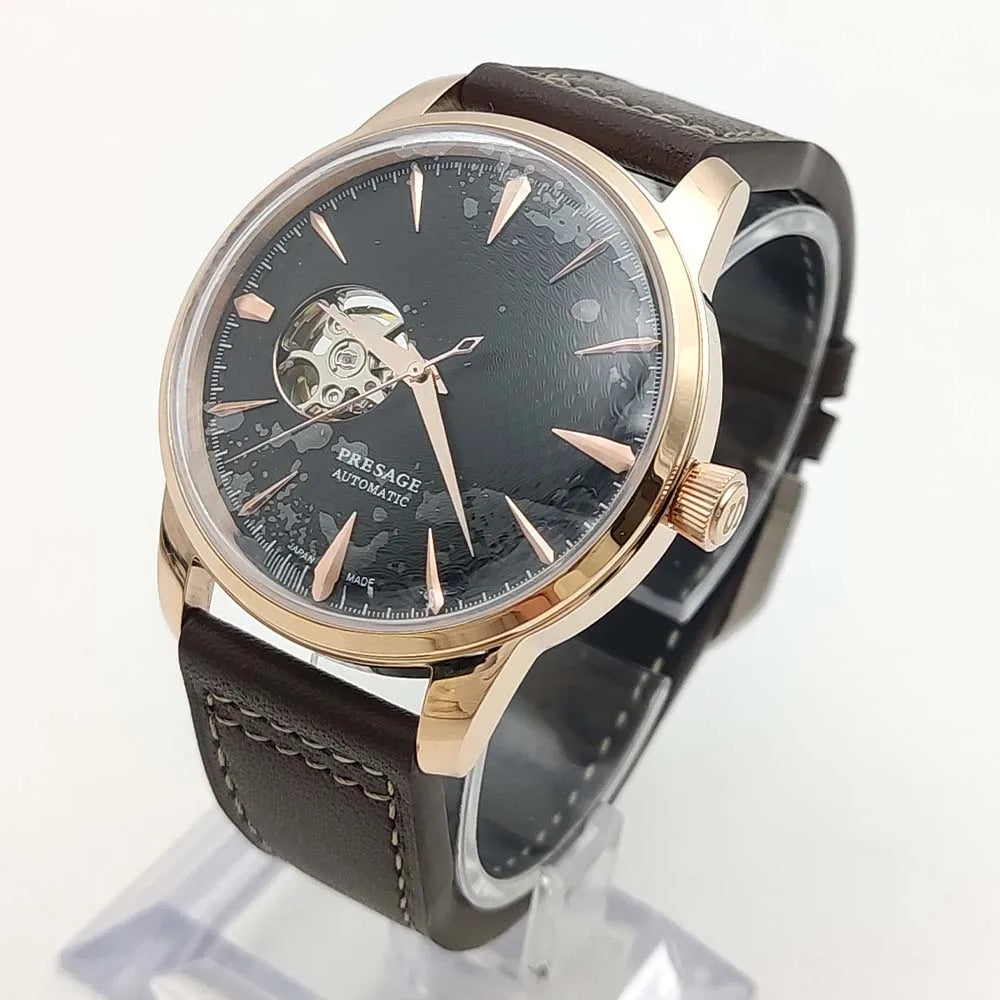 Men's Fashion Mechanical Watch NH38 Skeleton Dial Design Vintage Round Case Transparent Cover Men's Watch