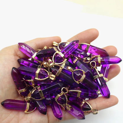 New Fashion Glass Colorfull Pillar Point Charm Pendants for Jewelry Pendants Making 24pcs/lot Wholesale Free Shipping