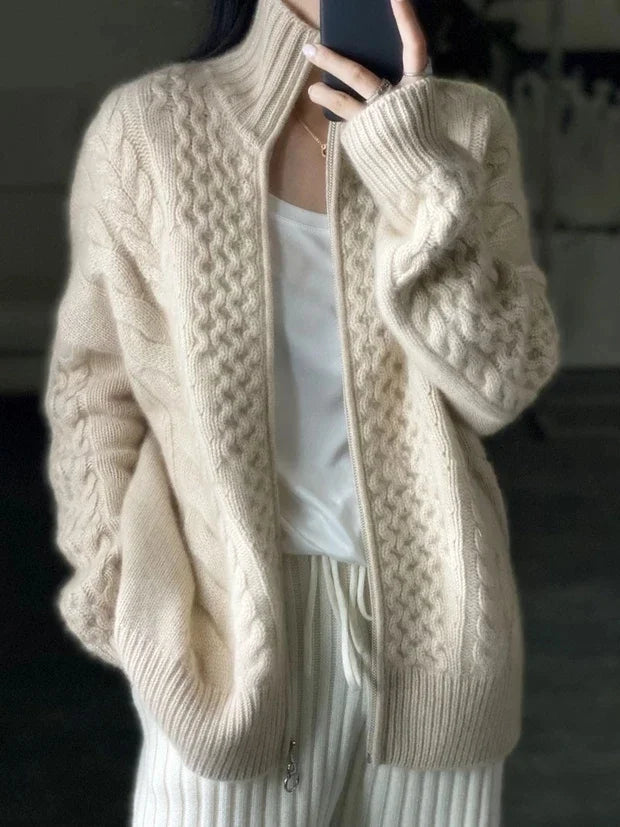 Autumn And Winter New Thick Turtleneck  Knitted Cardigan Women's Loose Wool Sweater Cardigan Larg Size Female Jacket Top