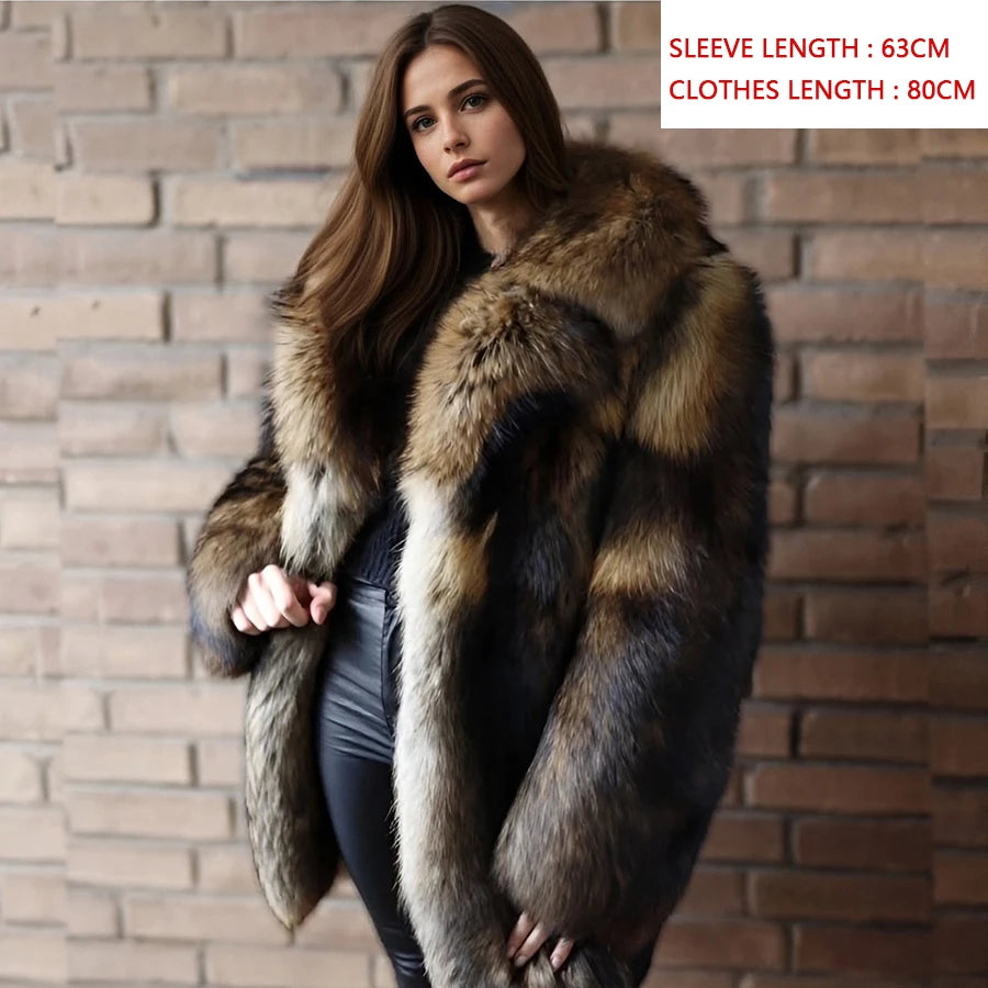 Natural Raccoon Fur Jacket With Collar Warm Winter Jackets For Women Real Fur Coat  High Quality Genuine Fur Outwear