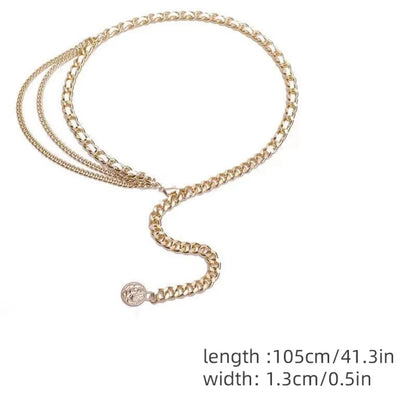 Fashion Metal Waist Chain Chain Strap Rope Adjustable Waist Belt Dress Shirt Decoration Waistband Women Waistband