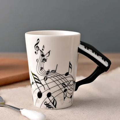 Novelty Music Note Cup Ceramic Guitar Coffee Mugs Personality Tea/Milk/Juice/Lemon Water Bottle Christmas Birthday Gift...
