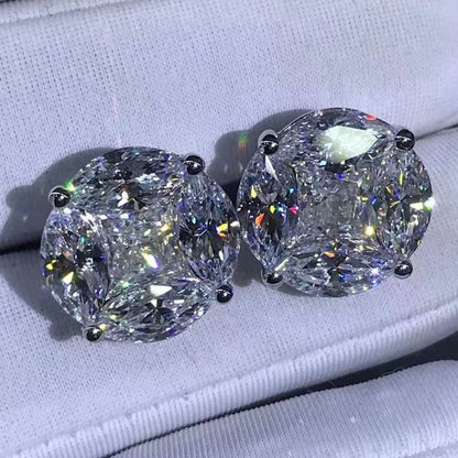 WUIHA 925 Sterling Silver 3EX Crushed Ice 10CT VVS White Sapphire Synthetic Moissanite Stud Earrings for Women Gift Dropshipping