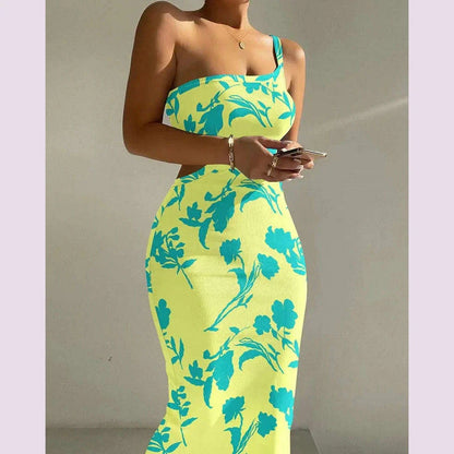 2025 Women s Sleeveless Strap O neck Sexy Belt Colorful Printed Long Skirt Evening Dress Y2k Sleeveless Solid Color Tight Fit
