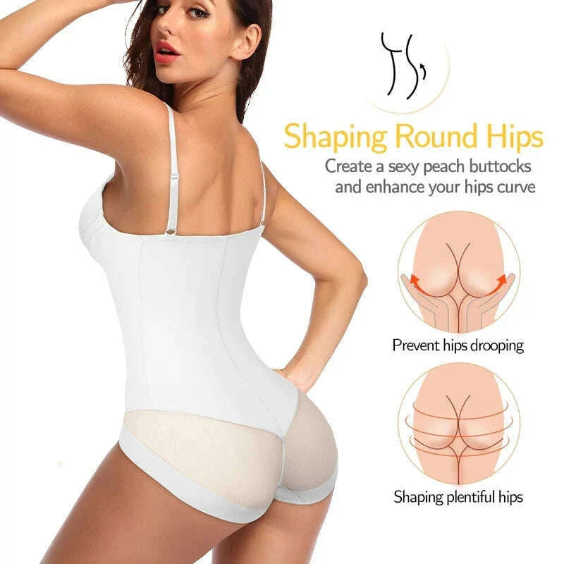 Women Sexy Body Shapewear Bodysuits Built-In Bra Camisole Tops  Waist Trainer Slim Full Body Shaper Lingerie With Underwire Cup