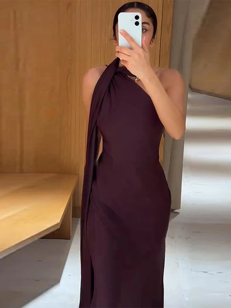 Sexy Strapless Ribbon Long Dresses Women Fashion Solid Sleeveless High Waist Slim Maxi Robes Female Chic Evening Party Dress - Kimlud