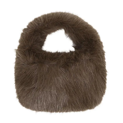 Winter Soft Plush Half Moon Bag Faux Fur Party Clutch Bag Lady Handbags Fluffy Female Winter Purse Casual Tote Bag Fashional Bag