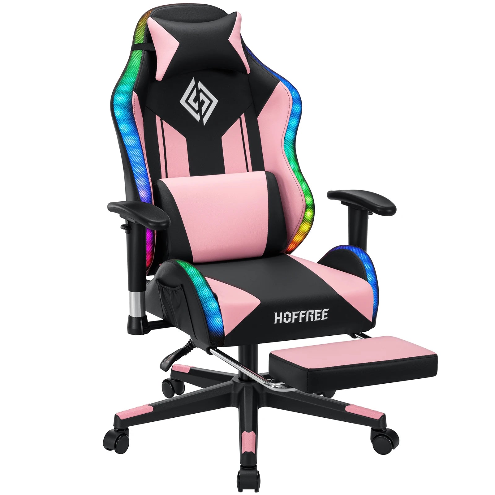 LED Gaming Chair for Children 8-15 Years, Adjustable Gamer Chair with LED Lighting, Footrest & Lumbar Support, Ergonomic PC Chai