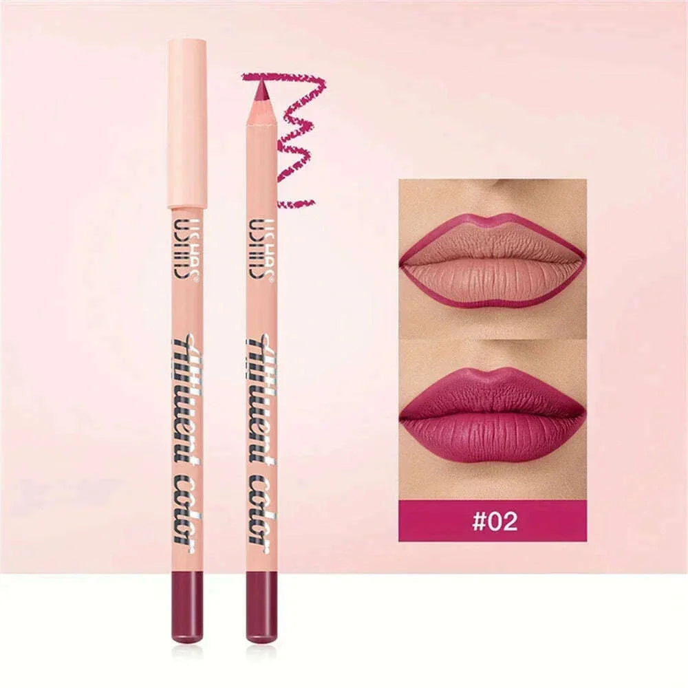 8 Color Nude Purple Matte Lipstick Pencil Long-lasting Waterproof Pink Plumping Stain Lip Liner Pro Lip Contour Makeup Tool