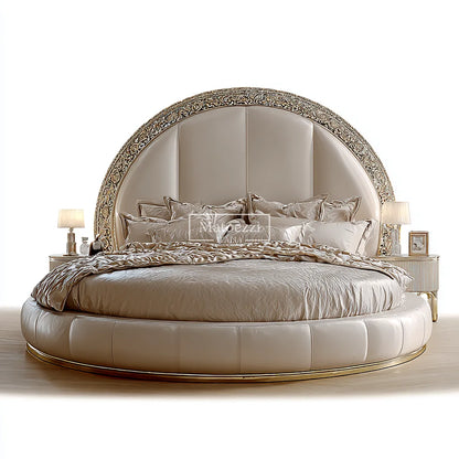 Luxury Crystal Tufted Bed Oversized Mirror Headboard Royal Baroque Velvet Upholstery for Home Hotel Elegant Bedroom Furniture - Kimlud