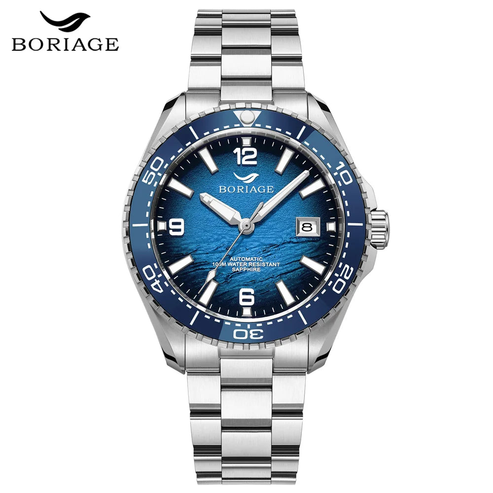 BORIAGE NH35 Automatic Mechanical Watches Luxury Men's Watch Stainless Steel Water resista 100m Dive Watches Luminous Wristwatch