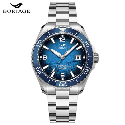 BORIAGE NH35 Automatic Mechanical Watches Luxury Men's Watch Stainless Steel Water resista 100m Dive Watches Luminous Wristwatch