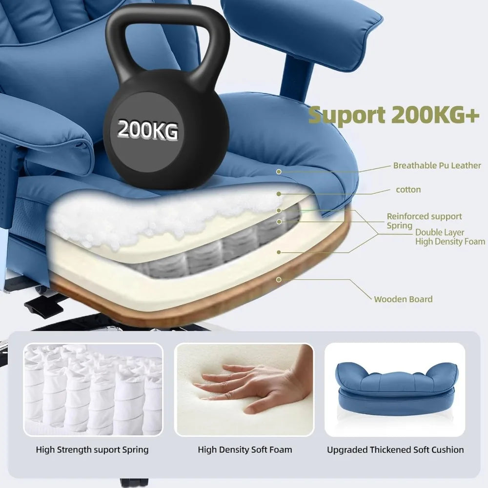 Efomao High-Back Big and Tall Office Chair with Footrest and Adjustable Armrests - Executive Computer Chair