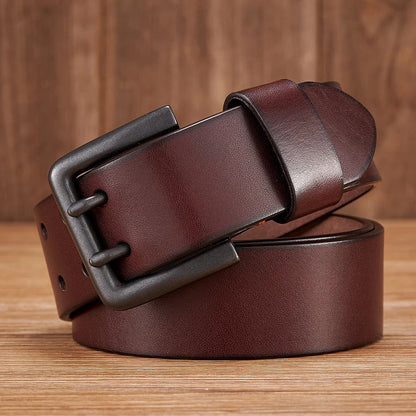 4.3cm Thick High Quality Cowskin Genuine Leather Belt For Men Luxury Designer Male Belt Double Pin Buckle Cowboy Jeans Strap
