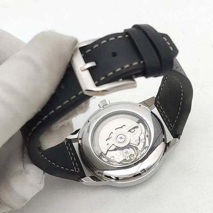 Men's Fashion Mechanical Watch NH38 Skeleton Dial Design Vintage Round Case Transparent Cover Men's Watch