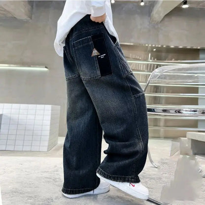 Boys' pants in spring and autumn, middle-aged and middle-aged, boys' jeans, handsome and versatile, boys' pants, casual