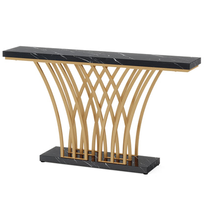 Tribesigns 59 inch Gold Console Table, Modern Entryway Table with Grid-Shaped Metal Base for Entrance, Hallway, Entryway