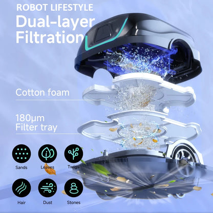 WYBOT A1 Wireless Swimming Pool Cleaner Robot Scheduled Cleaning for Floor Edge Dual-layer Filtration 120mins Working Time