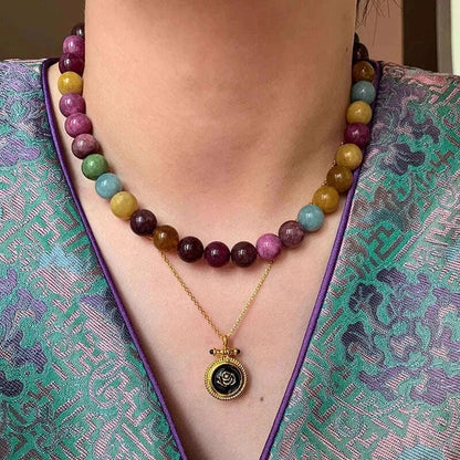 100% Natural Colorful Tourmaline Stone 14K Gold Filled Female Beads Chain Necklace Jewelry For Women Birthday Gifts Cheap