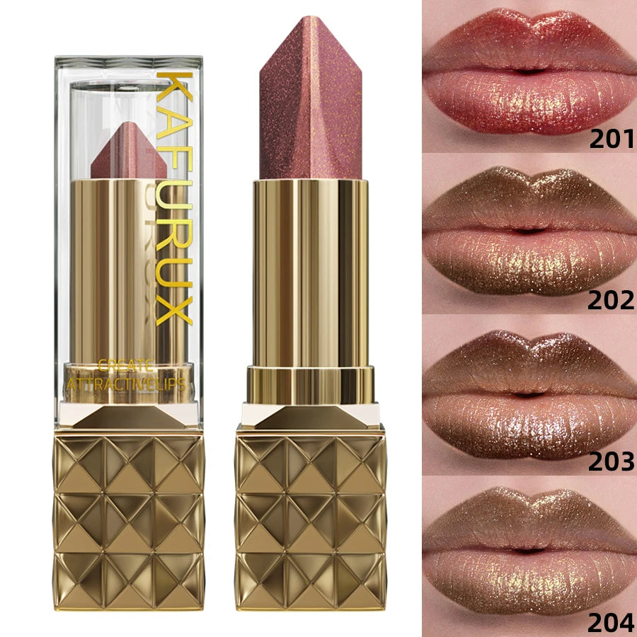 1PC Glitter Shiny Metallic Two Tone Lipstick Matte Pearlescent Lip Tint,Long Lasting Lip Senior Lip Makeup Gifts Lip Gloss Coste