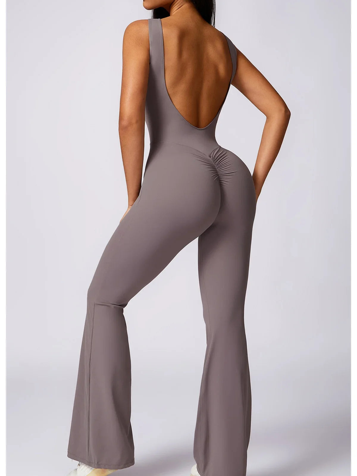 Hollow Out Backless One Piece Yoga Jumpsuit Women Sport Sleeveless Fitness Gym Suit Workout Exercise Skinny Flare Bodysuits