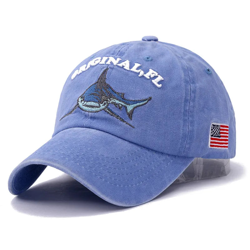 2025 New High Quality Wash Cotton America Flag Shark Men's Baseball Cap Women Snapback Hats For Men Bone Hip Hop  Dad Hat Gorras