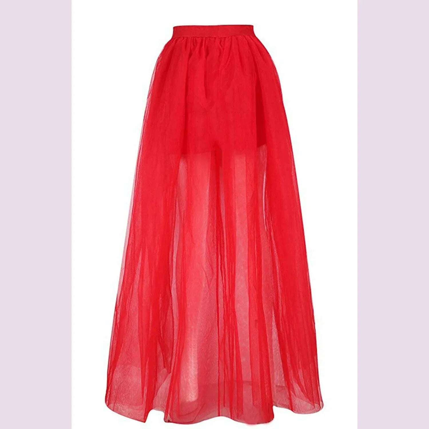 MisShow Gothic Women Hi-Lo Long Tulle Tutu Punk Skirt Elastic Waist High Low Mesh Net Halloween Cosplay Costume Maxi Skirts